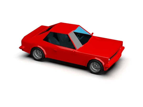 Llustration Roter Rennsportwagen Einfaches Coupe City Auto Icon Low Poly — Stockfoto