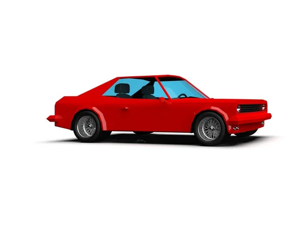Llustration Roter Rennsportwagen Einfaches Coupe City Auto Icon Low Poly — Stockfoto