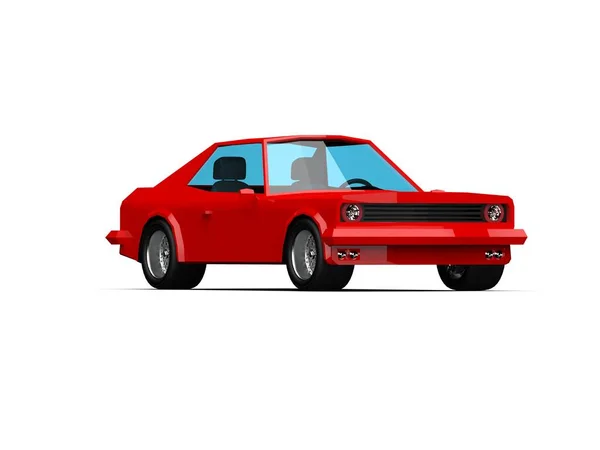 3Dllustration Red Race Sport Car Simple Coupe City Auto Icon — стокове фото