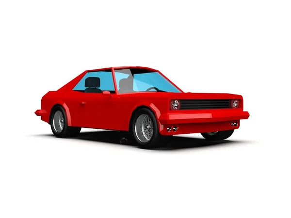 3Dllustration Red Race Sport Car Simple Coupe City Auto Icon — стокове фото