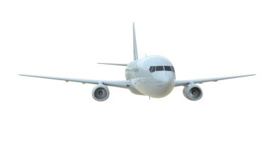 Airon White 'taki Ticari Yolcu Uçağı, Hava Taşımacılığı ile Tatil Seyahati, Uçak Kalkışı, Uçak Uçuş ve Havacılık Rotası Havayolu İşareti, Havacılık Kargo Servisi 3d Görüntü