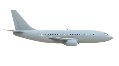 Airon White 'taki Ticari Yolcu Uçağı, Hava Taşımacılığı ile Tatil Seyahati, Uçak Kalkışı, Uçak Uçuş ve Havacılık Rotası Havayolu İşareti, Havacılık Kargo Servisi 3d Görüntü