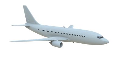 Airon White 'taki Ticari Yolcu Uçağı, Hava Taşımacılığı ile Tatil Seyahati, Uçak Kalkışı, Uçak Uçuş ve Havacılık Rotası Havayolu İşareti, Havacılık Kargo Servisi 3d Görüntü