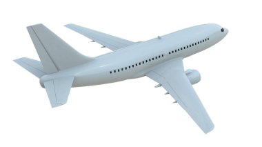 Airon White 'taki Ticari Yolcu Uçağı, Hava Taşımacılığı ile Tatil Seyahati, Uçak Kalkışı, Uçak Uçuş ve Havacılık Rotası Havayolu İşareti, Havacılık Kargo Servisi 3d Görüntü
