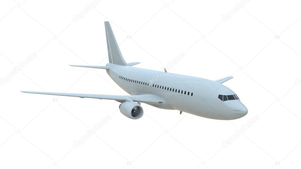 Commercial Passenger Plane in Airon White, Vacation Travel by Air Transport, Airliner Take Off Flying, Aircraft Flight and Aviation Route Airline Sign, Aviation Cargo Service 3d Illustration