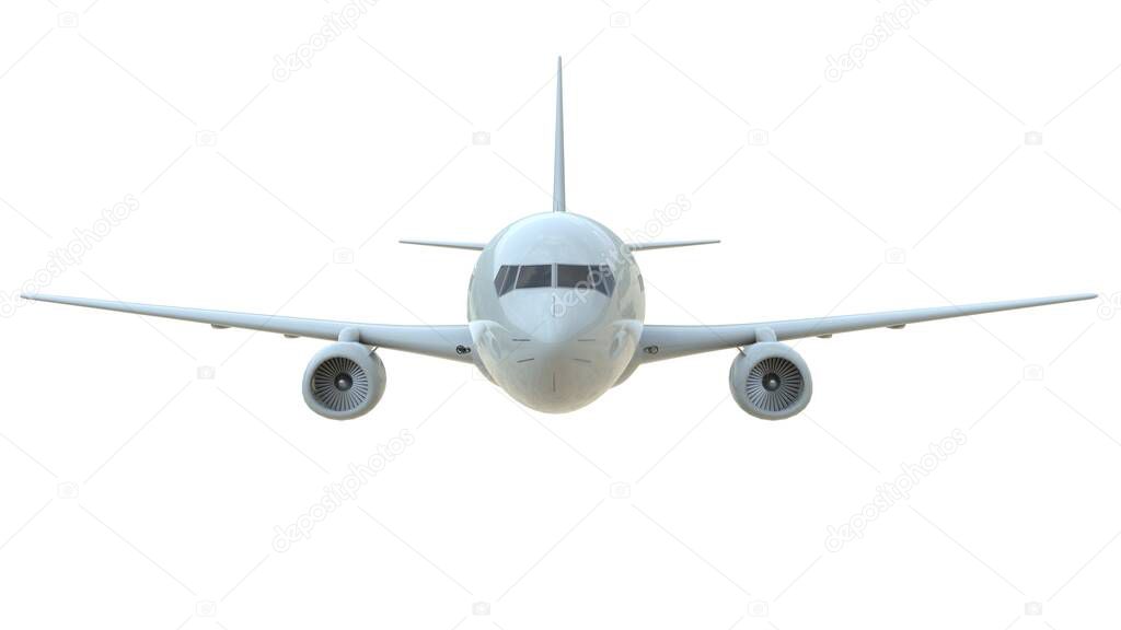 Commercial Passenger Plane in Airon White, Vacation Travel by Air Transport, Airliner Take Off Flying, Aircraft Flight and Aviation Route Airline Sign, Aviation Cargo Service 3d Illustration