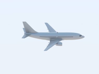 Airin Sky 'da Ticari Yolcu Uçağı, Hava Taşımacılığı Seyahati, Uçak Kalkışı Uçuşu, Uçak Uçuş ve Havacılık Rotası Havacılık Kargo Servisi 3d İllüstrasyon