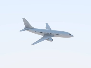 Airin Sky 'da Ticari Yolcu Uçağı, Hava Taşımacılığı Seyahati, Uçak Kalkışı Uçuşu, Uçak Uçuş ve Havacılık Rotası Havacılık Kargo Servisi 3d İllüstrasyon