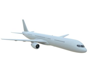 Beyaz Hava Yolcusu Uçağı, Hava Taşımacılığı Seyahati, Uçak Kalkışı, Uçak Uçuş ve Havacılık Rotası Havacılık Kargo Servisi 3d İllüstrasyon