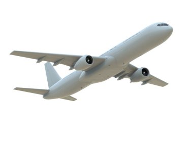 Beyaz Hava Yolcusu Uçağı, Hava Taşımacılığı Seyahati, Uçak Kalkışı, Uçak Uçuş ve Havacılık Rotası Havacılık Kargo Servisi 3d İllüstrasyon