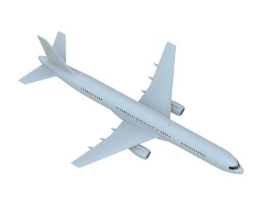 Beyaz Hava Yolcusu Uçağı, Hava Taşımacılığı Seyahati, Uçak Kalkışı, Uçak Uçuş ve Havacılık Rotası Havacılık Kargo Servisi 3d İllüstrasyon