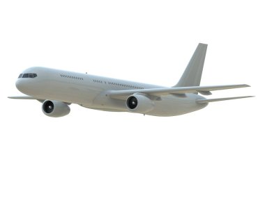 Beyaz Hava Yolcusu Uçağı, Hava Taşımacılığı Seyahati, Uçak Kalkışı, Uçak Uçuş ve Havacılık Rotası Havacılık Kargo Servisi 3d İllüstrasyon