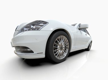 Beyaz 3d Illustration, Çağdaş Sedan Studio, Otomobil Sanayii, Otomobil Taşımacılığı, Infographics Otomotiv Arkaplan, Şehir Araç Şablonu