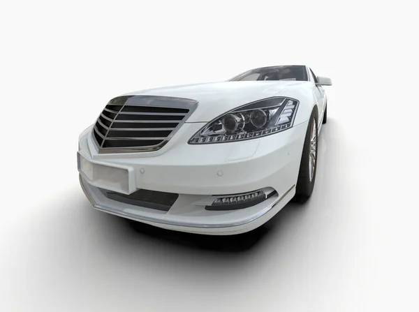 Carro Luxo Genérico Sem Marca Isolado Ilustração Branca Estúdio Sedan — Fotografia de Stock