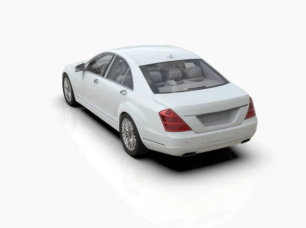 通用和无品牌豪华轿车隔离在白色3D插图 当代轿车工作室 经销商汽车工业 汽车交通 信息图形汽车背景 城市车辆模板 — 图库照片