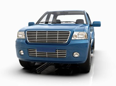 Beyaz 3d İllüstrasyon, Çağdaş Hafif Görev Kamyonu Stüdyosu, Ute Taşıma Aracı, Pickup Açık Kargo Alanı Araç Tabelasında İzole Edilmiş Genelleyici ve Markasız Kamyonet