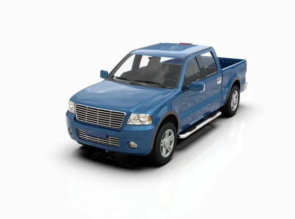 Generic Brandless Pickup Truck Enclosed Cabin Isolated White Illustration Σύγχρονη Εικόνα Αρχείου