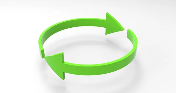 Grüne Öko-Recycling-Pfeile, Recycling-Symbol und Rotationszyklus-Symbol mit Pfeilen — Stockfoto