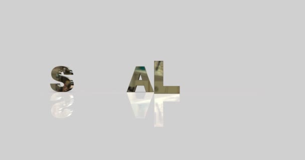 Composing Word Sale Golden Letters Grey Background Premium Typography Realistic — Stock Video