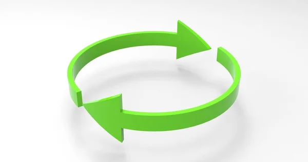 Green Eco Recycle Arrows, Recycled Icon and Rotation Cycle Symbol with Arrows — Stock Photo, Image