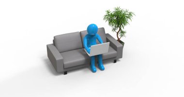 Karakter Adamı İçişleri Bakanlığı 'nda dizüstü bilgisayarla çalışıyor.