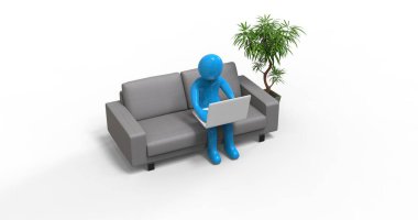 Karakter Adamı İçişleri Bakanlığı 'nda dizüstü bilgisayarla çalışıyor.