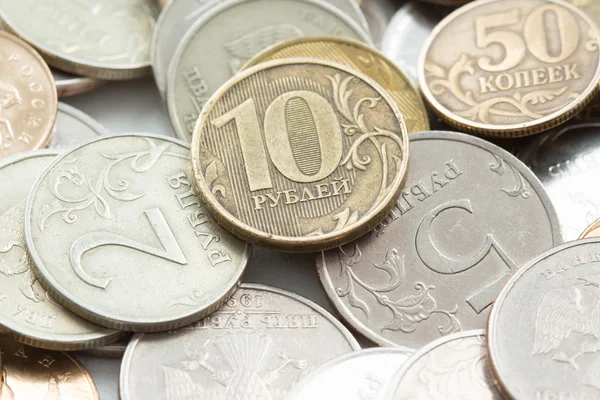 Russian ruble coins closeup — Stock Photo, Image