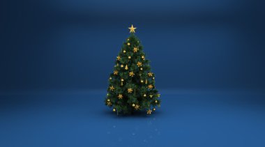 Mavi arka planda noel ağacı