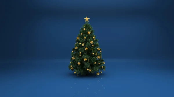蓝色背景的圣诞树 — 图库照片