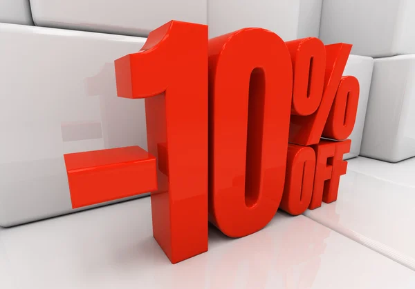 3D red 10 percent — Stock Photo, Image