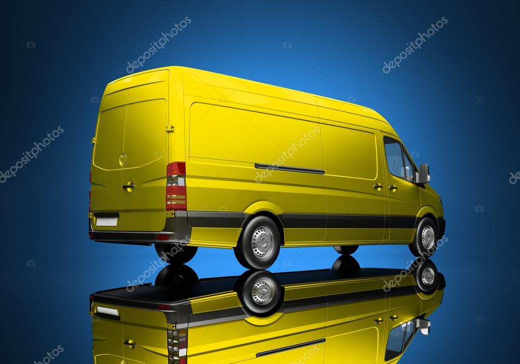 3d courier service delivery truck icon with blank sides ready for custom text and logos