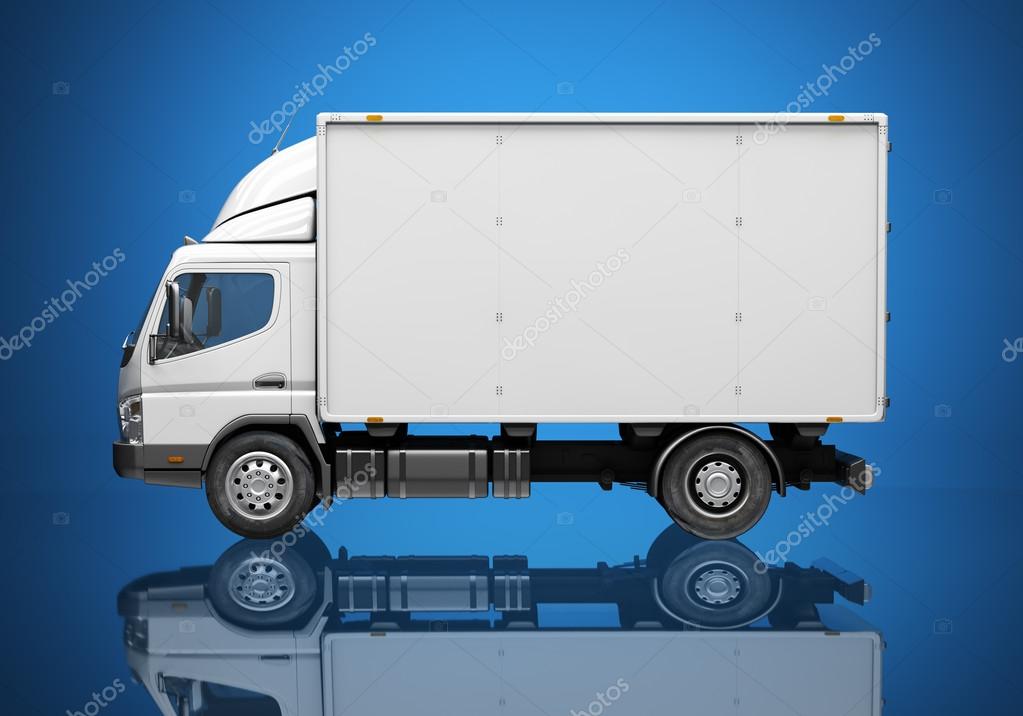 3d courier service delivery truck icon with blank sides ready for custom text and logos