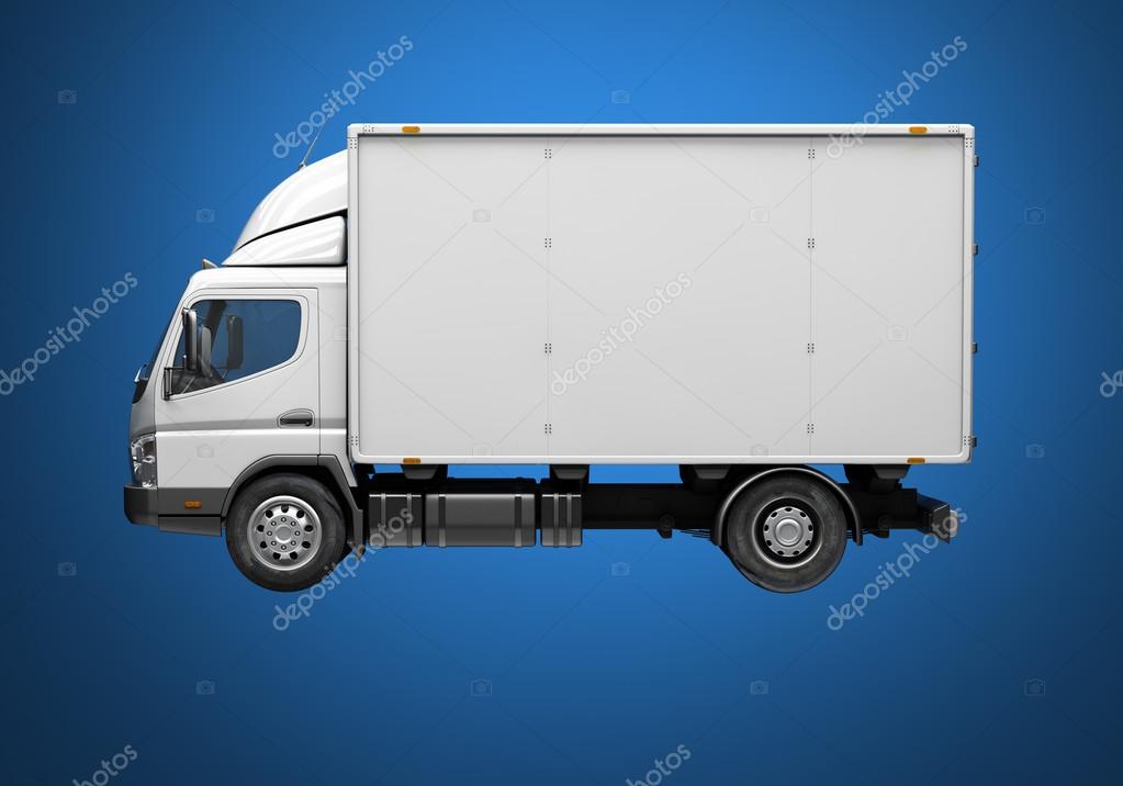 3d courier service delivery truck icon with blank sides ready for custom text and logos
