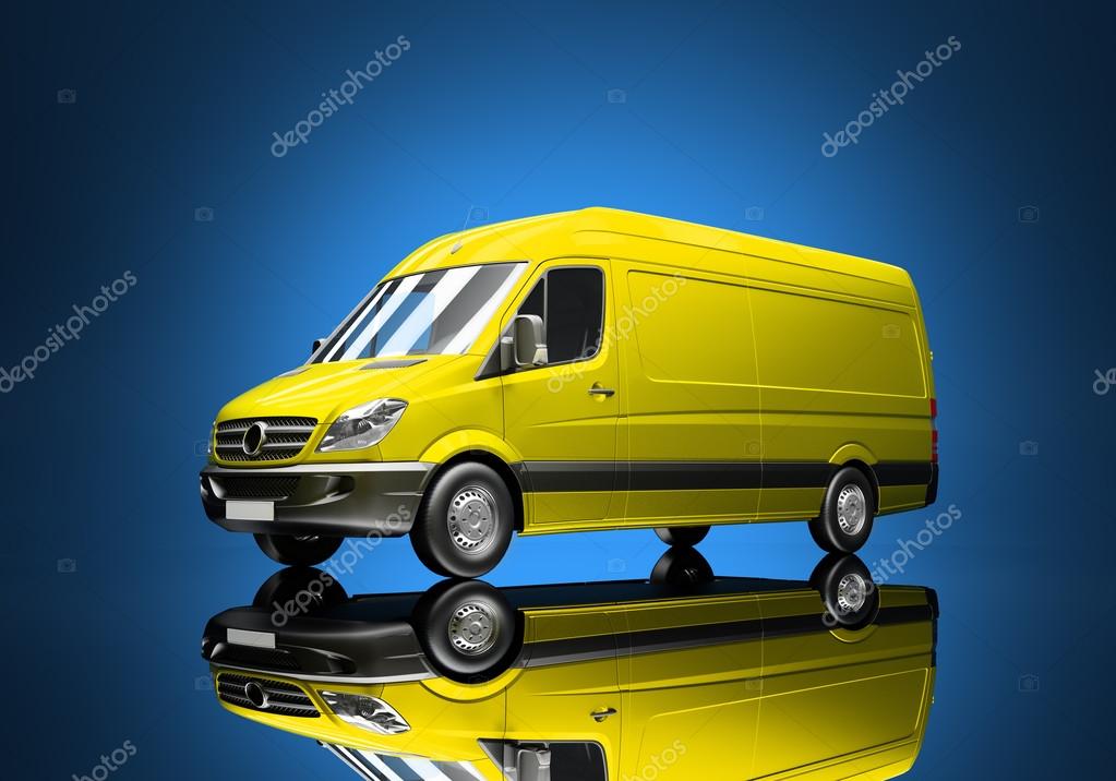 3d courier service delivery truck icon with blank sides ready for custom text and logos