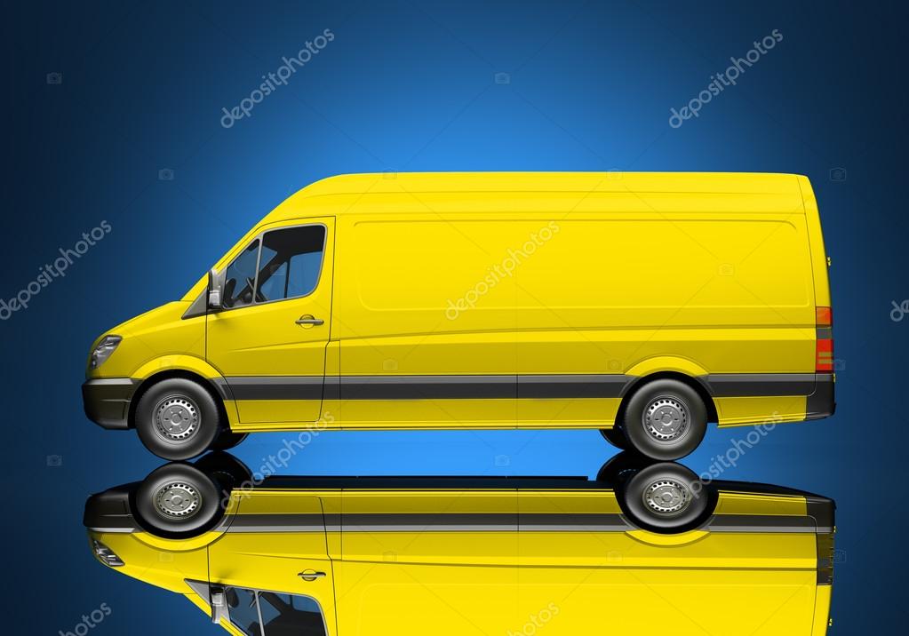 3d courier service delivery truck icon with blank sides ready for custom text and logos