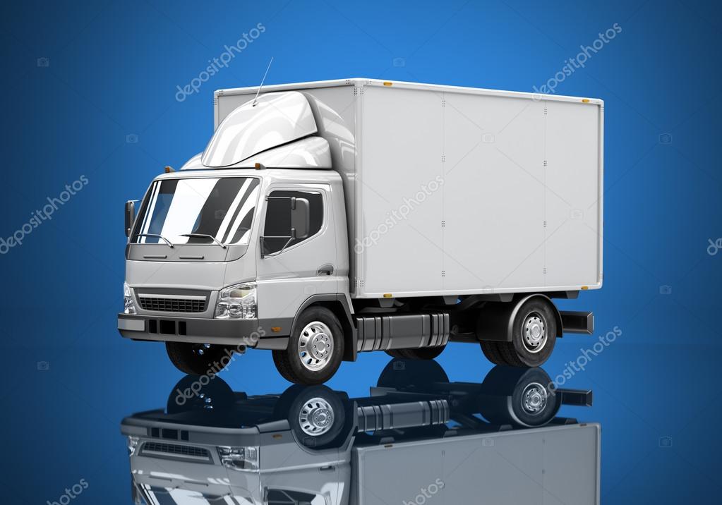 3d courier service delivery truck icon with blank sides ready for custom text and logos