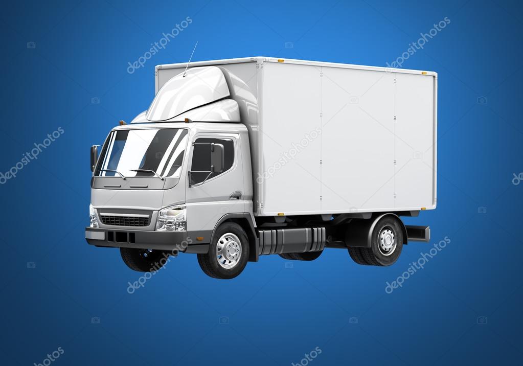 3d courier service delivery truck icon with blank sides ready for custom text and logos