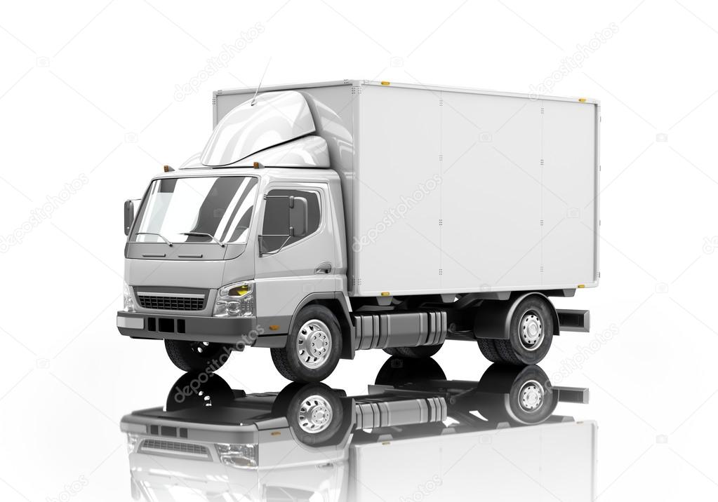 3d courier service delivery truck icon with blank sides ready for custom text and logos