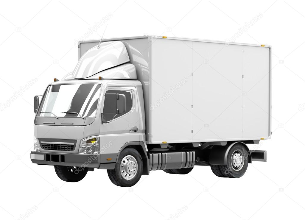 3d courier service delivery truck icon with blank sides ready for custom text and logos