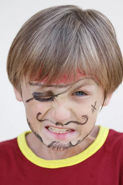 Close-up of grumpy pirate boy — Stock Photo, Image