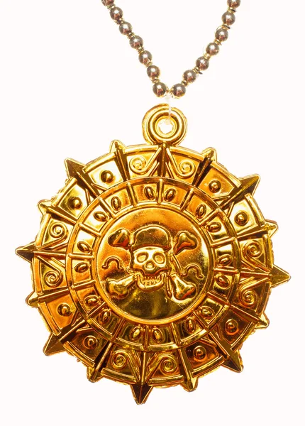 Gold pirate medallion — Stock Photo, Image