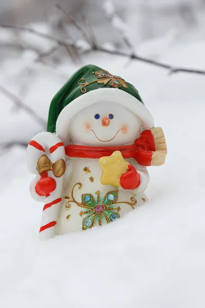 Weihnachtskarte mit Schneemann — Stockfoto