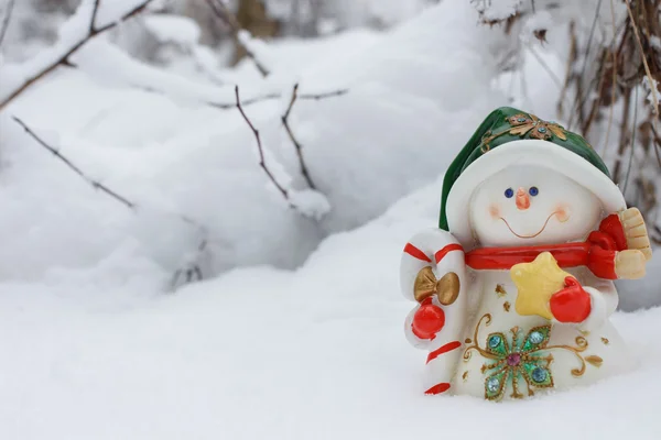 Cartão de Natal com boneco de neve — Fotografia de Stock
