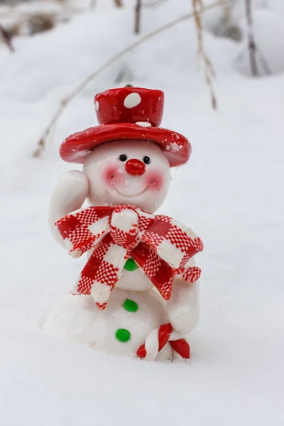 Cartão de Natal com boneco de neve — Fotografia de Stock