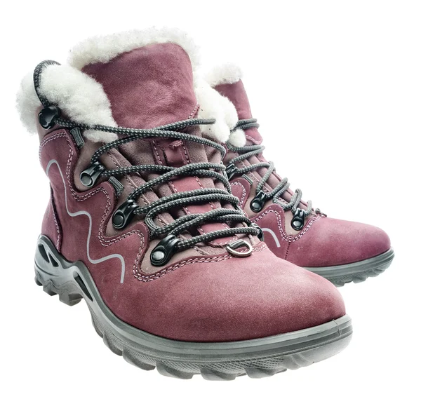 Fur women's winter  boots on white — Stock Photo, Image