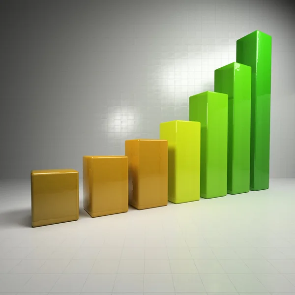 Renderização 3d de um gráfico. Gráfico crescente — Fotografia de Stock