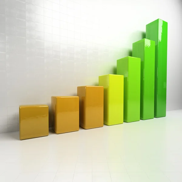 3d rendering of a chart. Growing graph — Stock Photo, Image