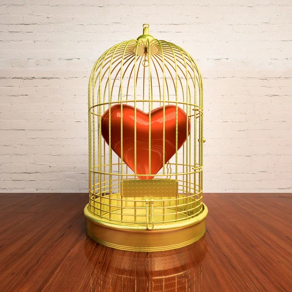 The heart enclosed in a golden cage — Stock Photo, Image