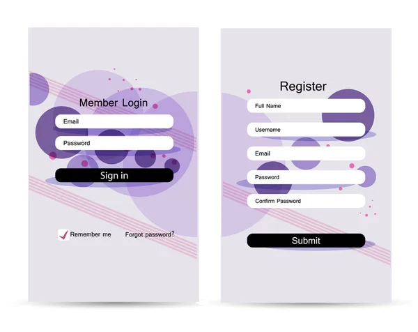Registro de inicio de sesión para el sitio web, aplicaciones móviles Vector de stock