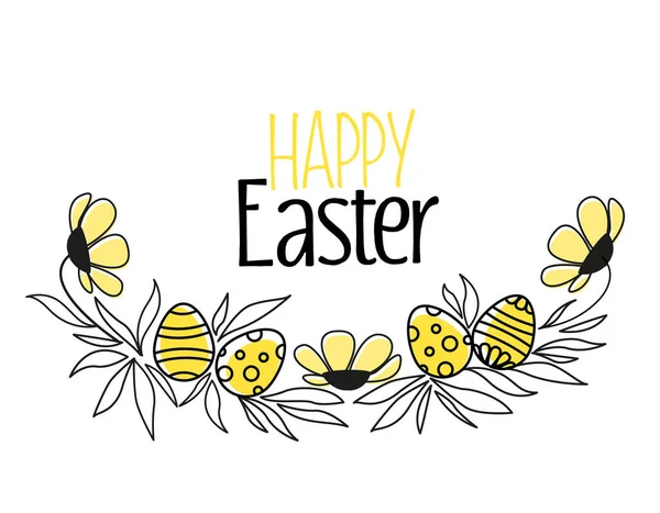 Vector Illustration Floral Decoration Silhouettes Eggs Easter Background Royalty Free Stock Illustrations